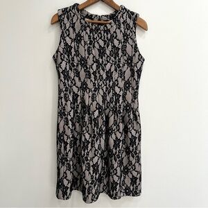 Anthropologie HD in Paris Black Lace Violante Dress Sleeveless Fit n Flare Large